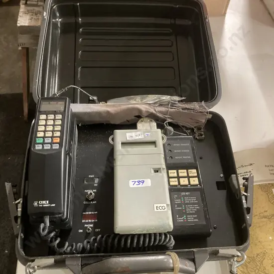 Vintage OKI CDL 490 Mobile Brick Car Phone Cell with Hard Case & Aerial Etc