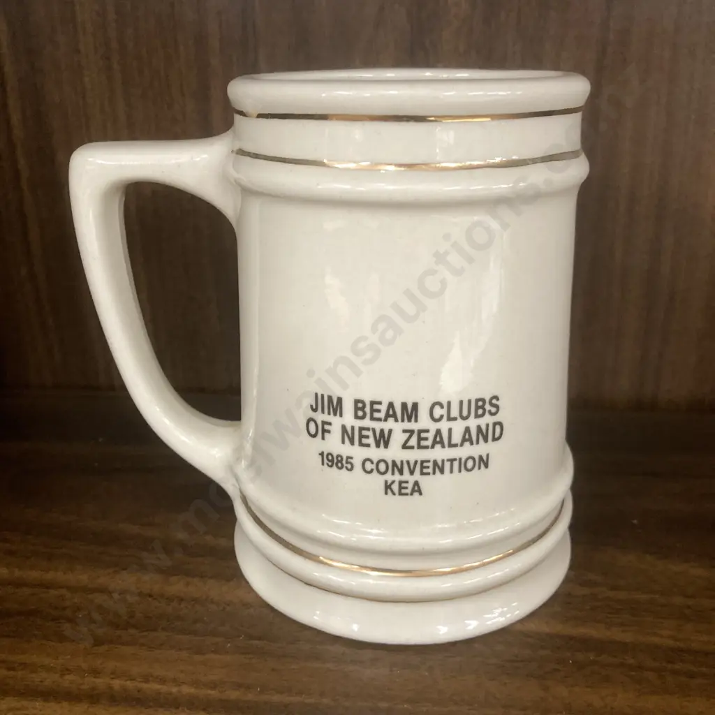 Jim Beam Bottle Clubs Of NZ 1985 Convention Tankard 'Kea', H12.5 W13cm, Marked On Base Image 1++