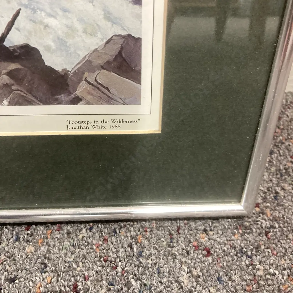 Framed Artwork by Jonathan White 1988 Footsteps In The Wilderness (Cascade River), 46 x 59cm Image 1++