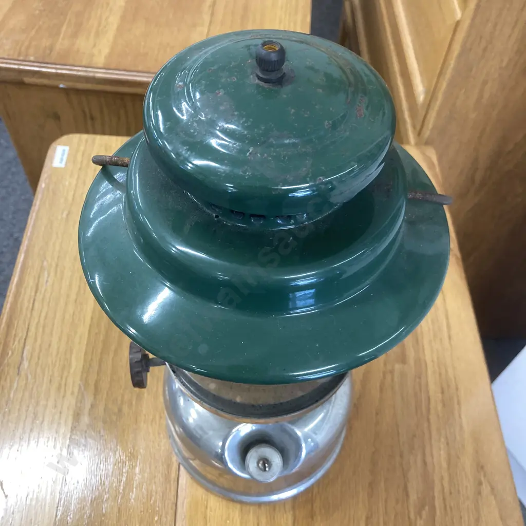 Vintage 1950 Coleman Canada Sunshine Of The Night Lantern, 237 Empire, Chrome Sea Green H35cm, Replacement Globe Fitted Image 1++