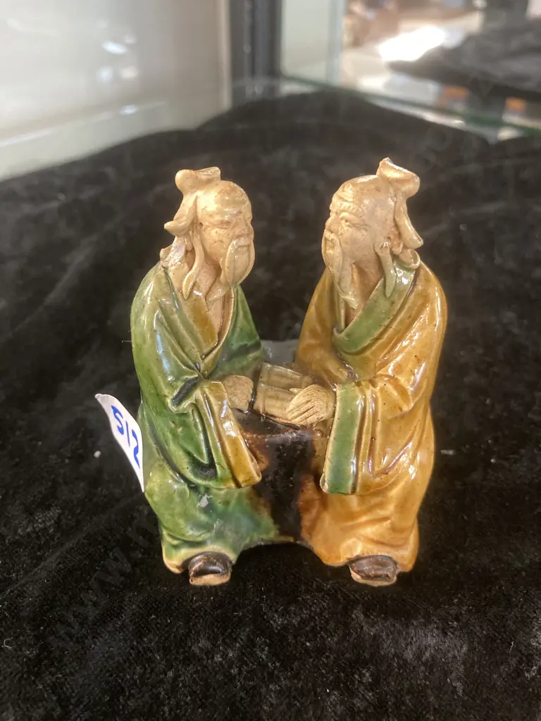 Ivory Nude Crouching Figurine with Iga Ware Ornamental Figurine Image 1++