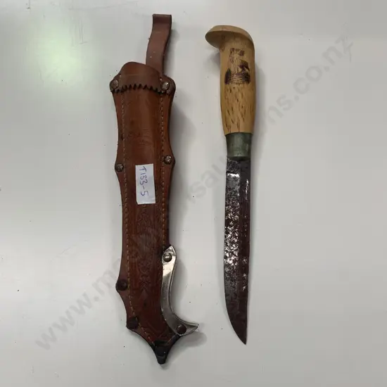 Vintage Moose Hunt Knife in Leather Scabbard