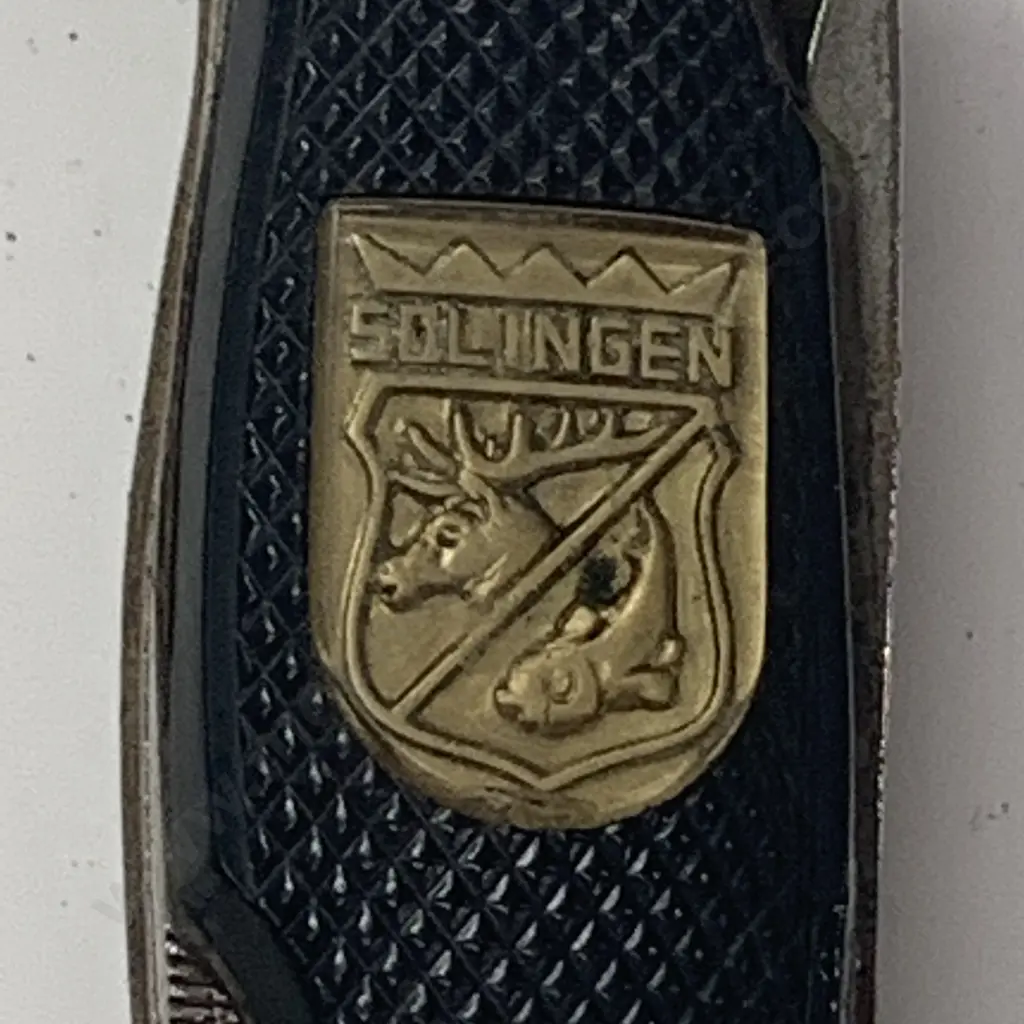 Vintage SOLINGEN Germany Multi Knife with multiple Blades and corkscrews etc in handle, in leather Sheath Image 1++