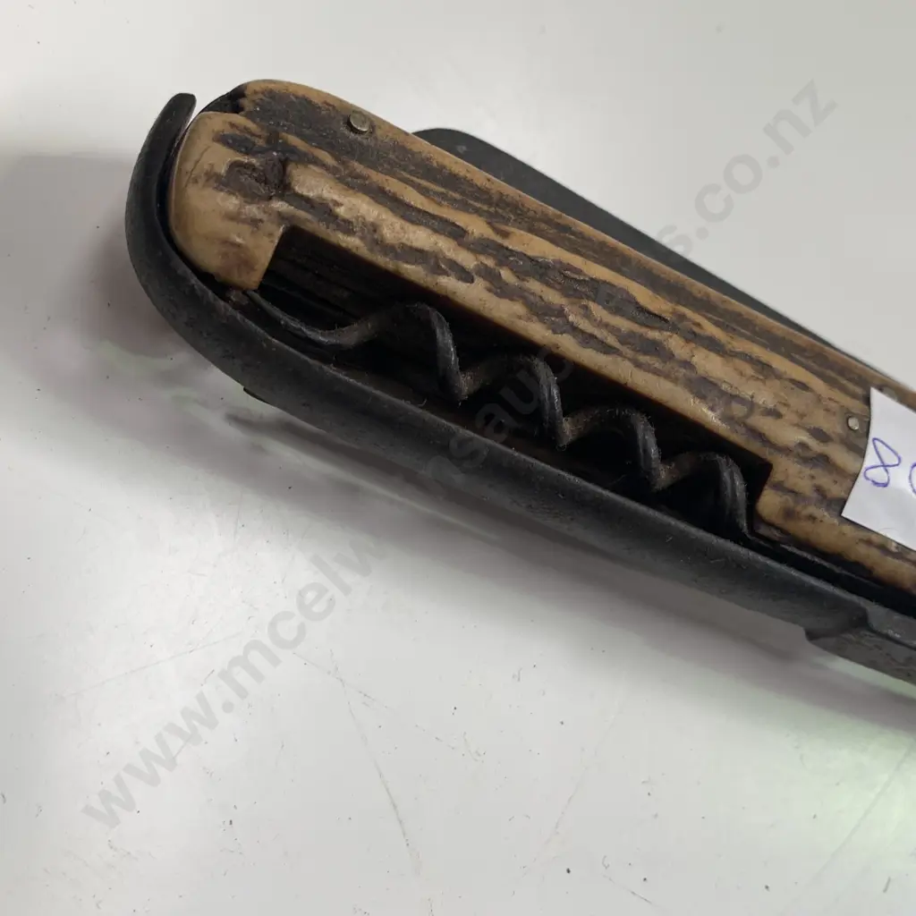 Vintage Stage Horn Handle Retractable Multi Knife? L26cm Image 1++