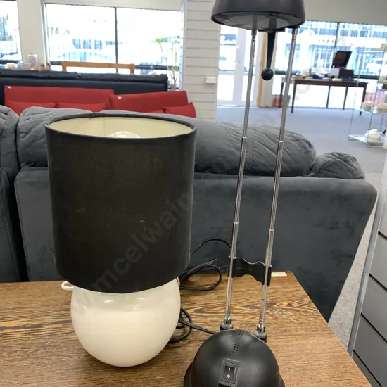 Table Lamp Cream Base With Black Shade H30cm & Black Image Collection Desk Lamp H44cm Lamp  