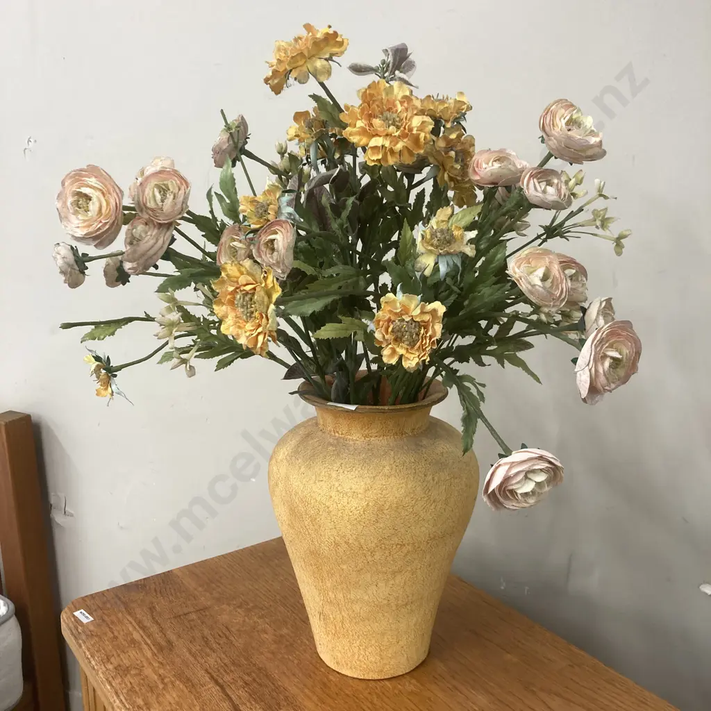 Terracotta Vase & Artificial Flowers Image 1++