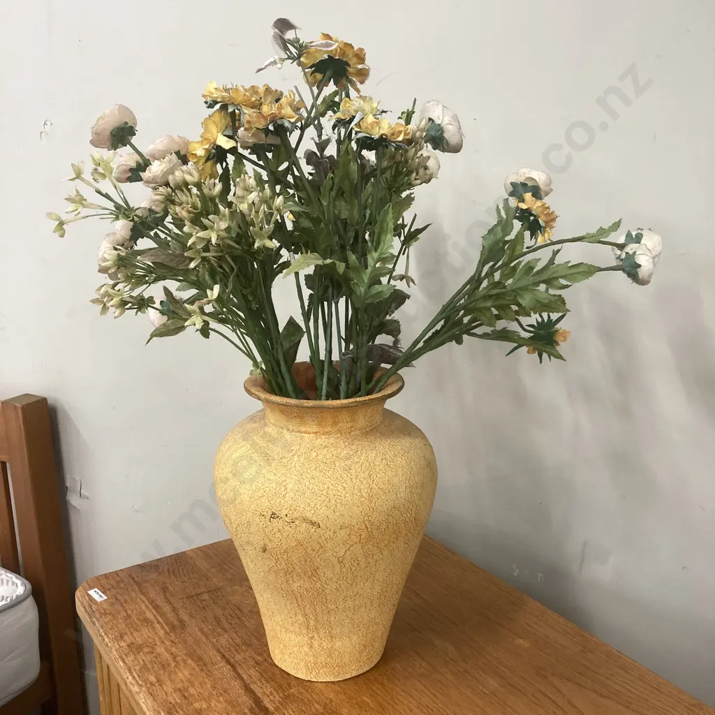 Terracotta Vase & Artificial Flowers Image 1++