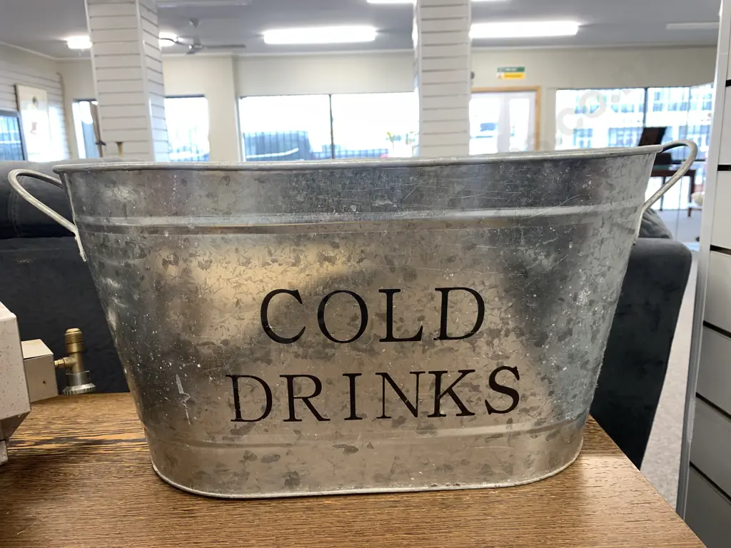 Oval 'Cold Drinks' Bin, Double Handled, H28 W60 D30cm Image 1++