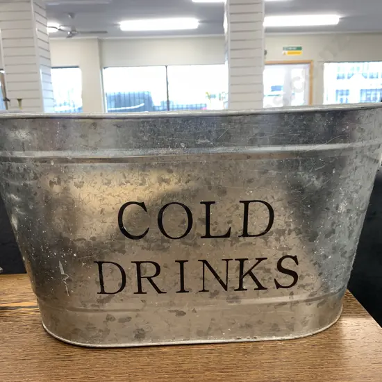 Oval 'Cold Drinks' Bin, Double Handled, H28 W60 D30cm