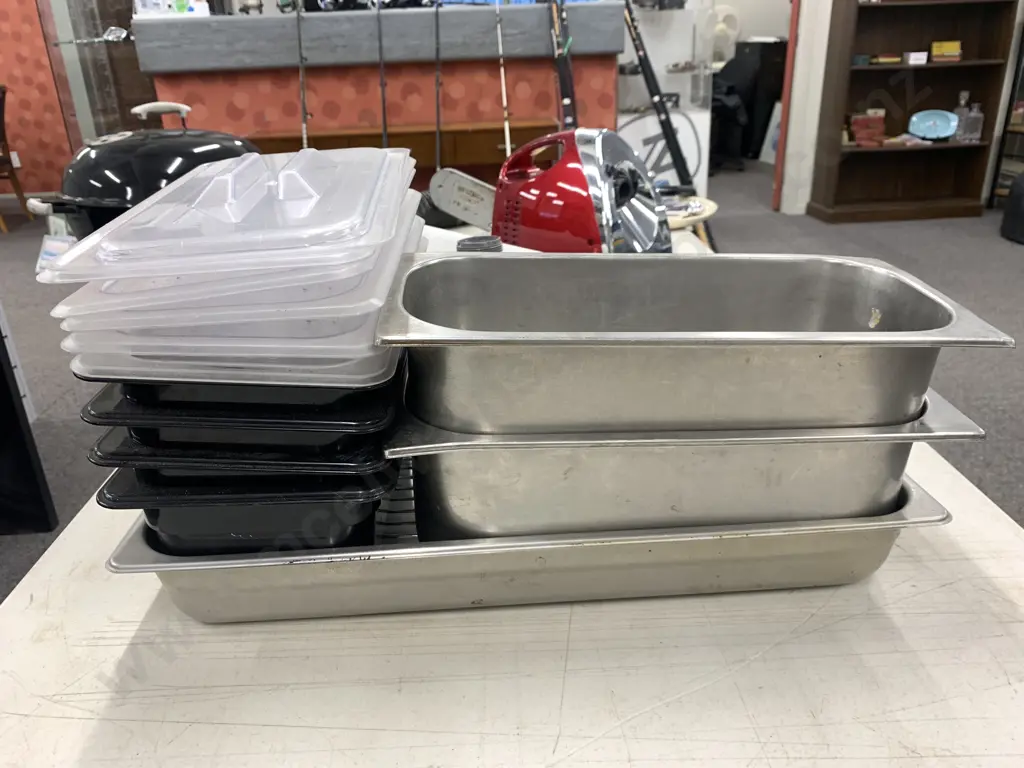 Assortment of Catering Serving Dishes, Bins, Butchers Twine Etc Image 1++