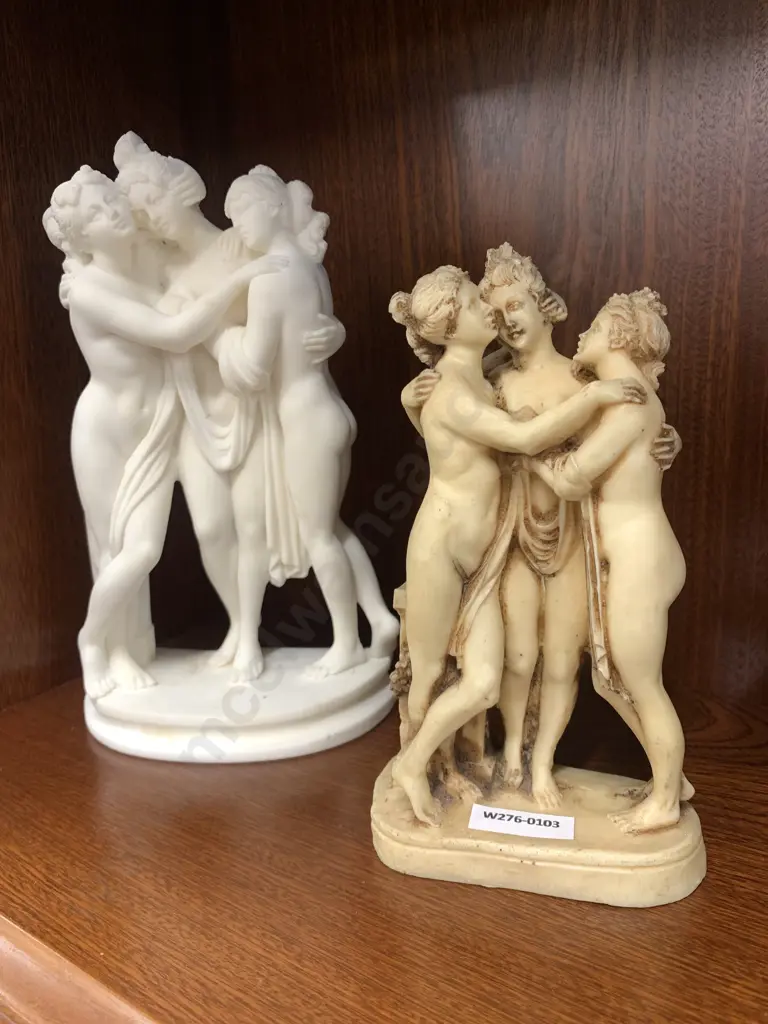 Three Graces Fiqurines x2 H24cm & H19cm Image 1++