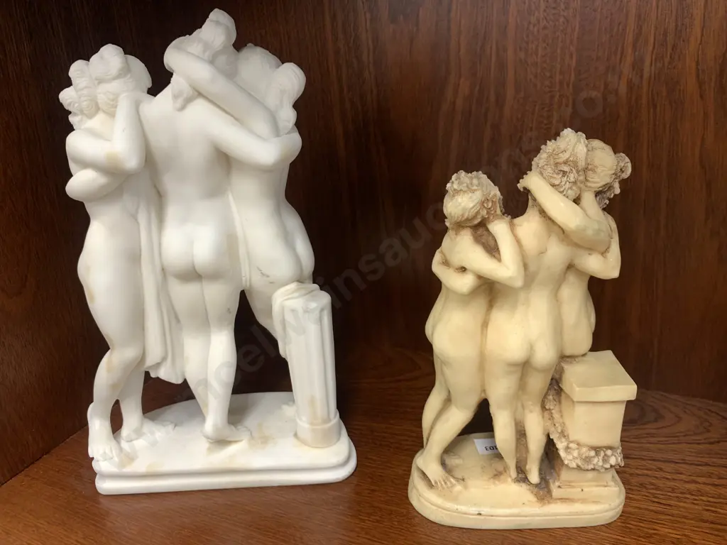 Three Graces Fiqurines x2 H24cm & H19cm Image 1++