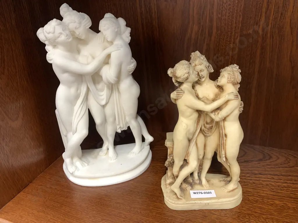 Three Graces Fiqurines x2 H24cm & H19cm Image 1++