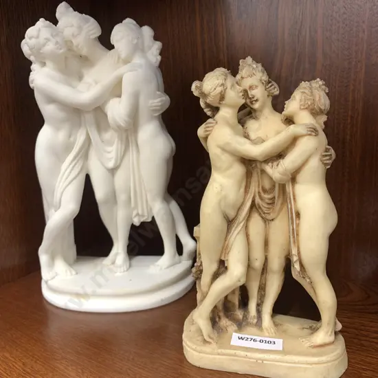Three Graces Fiqurines x2 H24cm & H19cm