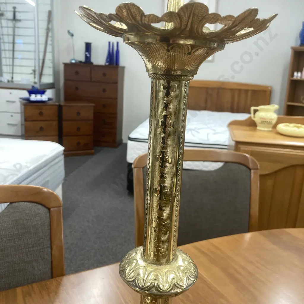 Pair of Beautiful Vintage Traditional Brass Church Altar Candlesticks, 50cm To Drip Line, Ex Timaru Monastery Image 1++