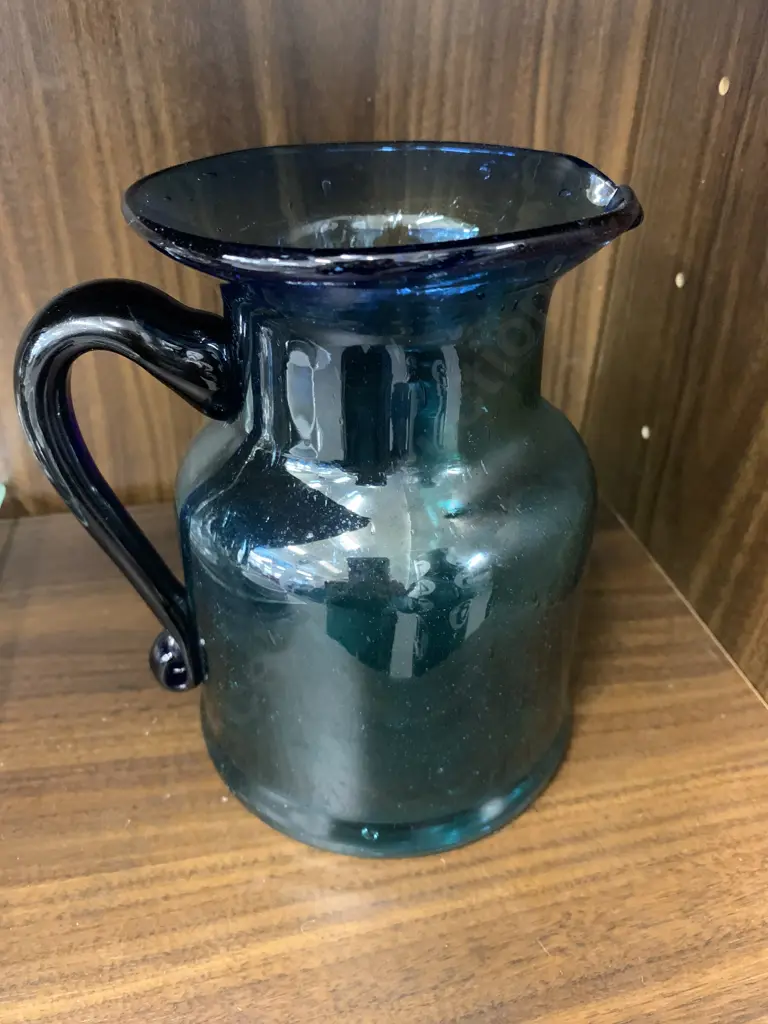 Art Glass Modern Jug, Blue / Green Tones, H17cm Image 1++