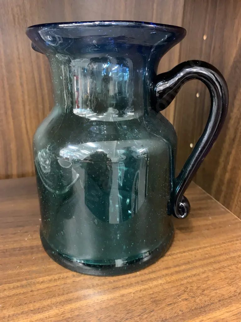 Art Glass Modern Jug, Blue / Green Tones, H17cm Image 1++