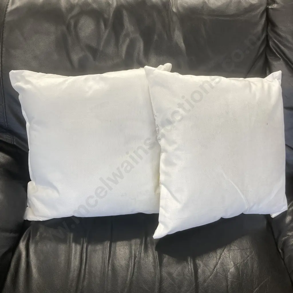 Pair of Designer Cushions, White With Butterflies & Fern Image 1++