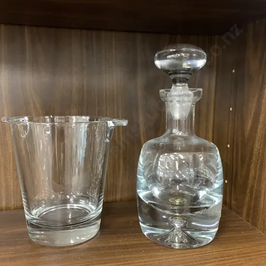 Modern Glass Decanter & Ice Bucket