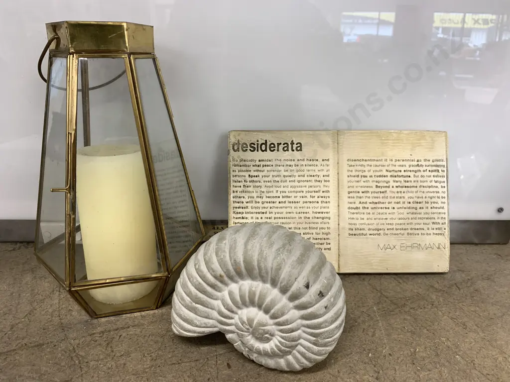 Desiderata Wall Plaque, Candle Holder, Shell Ornament Image 1++