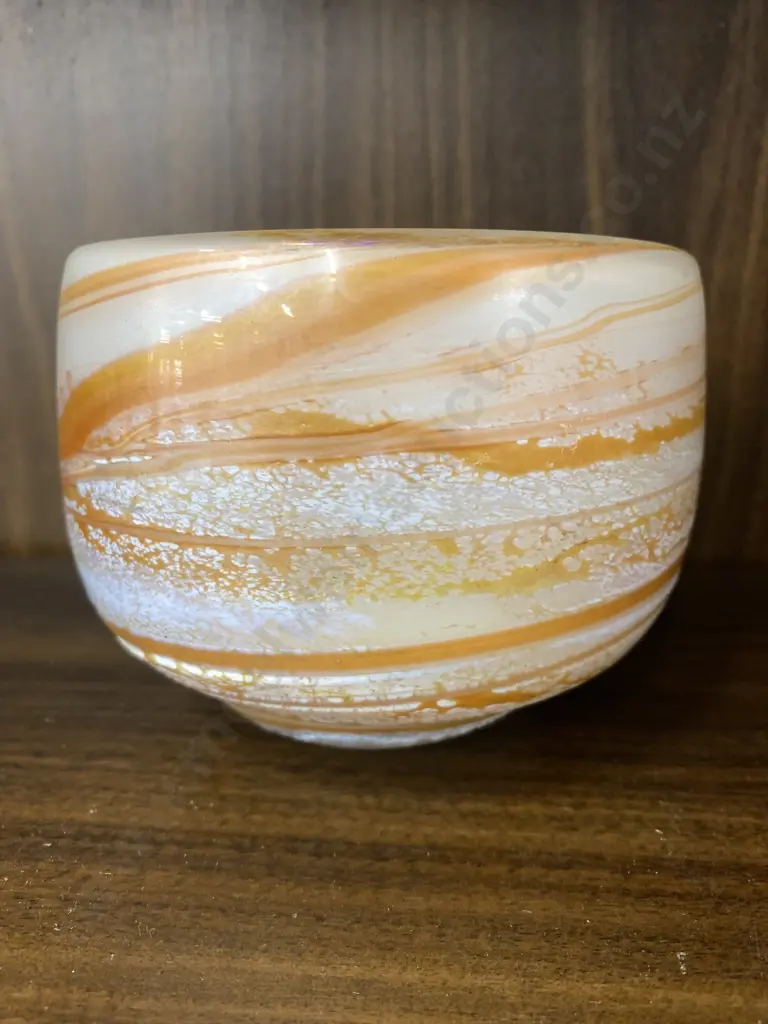 Art glass Bowl, White / Terracotta, 10 x 12cm Image 1++