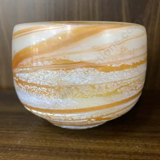 Art glass Bowl, White / Terracotta, 10 x 12cm