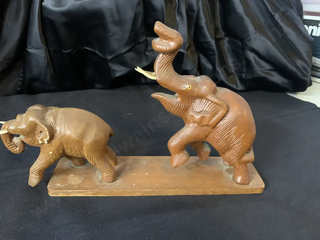Vintage Wooden Elephant Ornament H29cm, L30cm. Image 1++