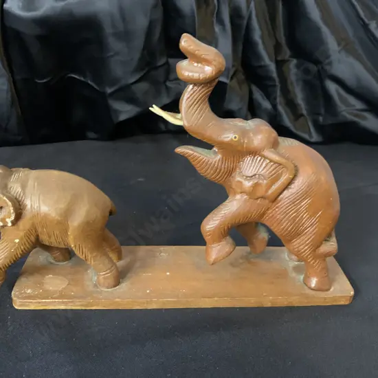 Vintage Wooden Elephant Ornament H29cm, L30cm.