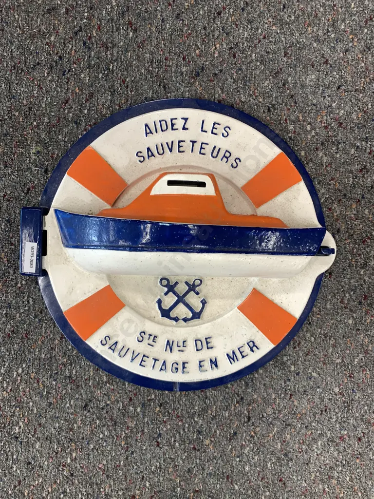 'Aidez Les Sauveteurs' Wall Hung Steel Donation Box, Dia34cm Image 1++