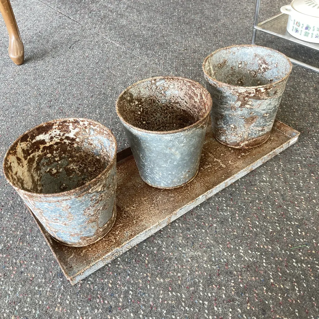 Rustic Set Of 3 Planters With Tray, Item Number 5609 Image 1++
