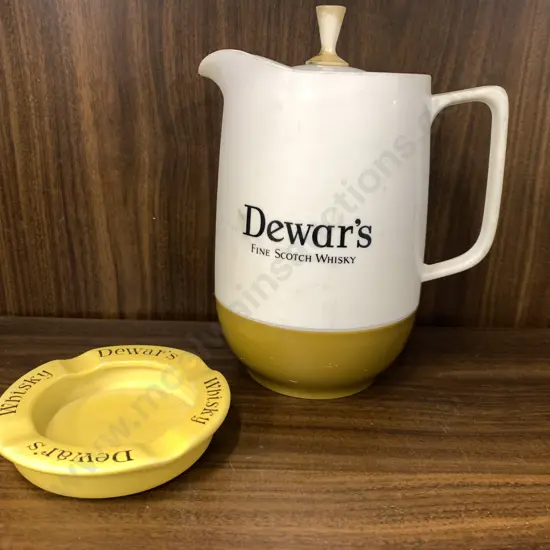 Vintage Marquis Dewars Fine Scotch Whiskey Jug And John Haddock & Sons Dewars Ashtray