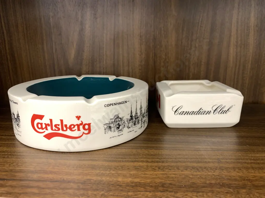Vintage Wade Pdm Advertising Ashtrays x2 Including Carlsberg & Canadian Club Image 1++