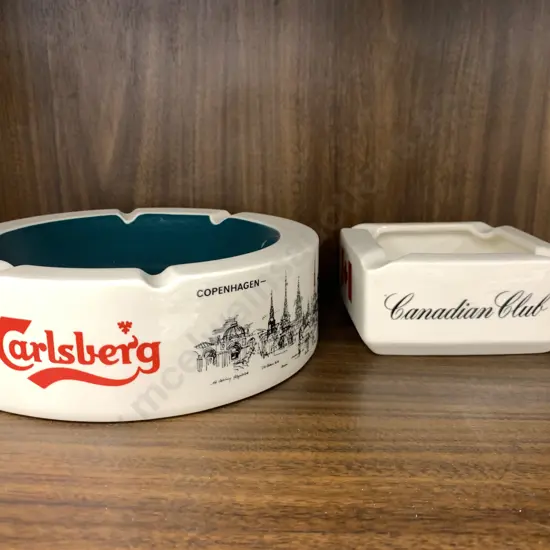 Vintage Wade Pdm Advertising Ashtrays x2 Including Carlsberg & Canadian Club