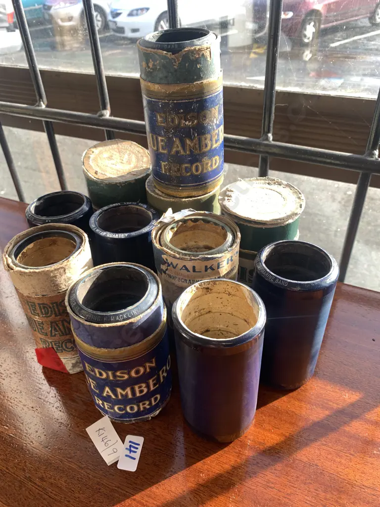 Rare Assortment of Edison Phonograph 4m Amberol Cylinders Image 1++