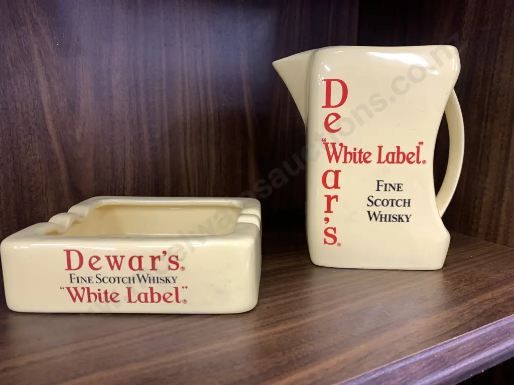 Wade Pdm Dewars White Label Fine Scotch Whiskey Water Jug H15cm & Ashtray 14x12cm Image 1++
