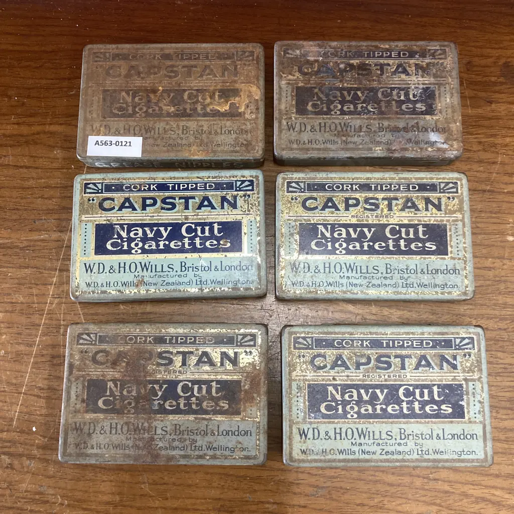 Lot of Six Vintage Capstan Navy Cut Cigarettes Tin Image 1++