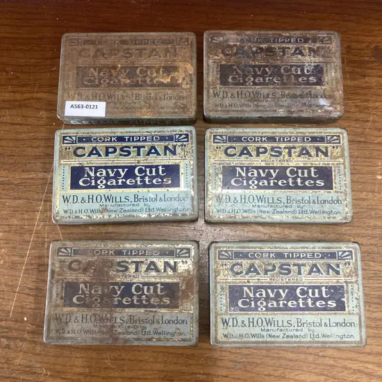 Lot of Six Vintage Capstan Navy Cut Cigarettes Tin