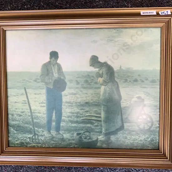 Framed Print of The Angelus by Jean Francois Millet, 35 x 43cm