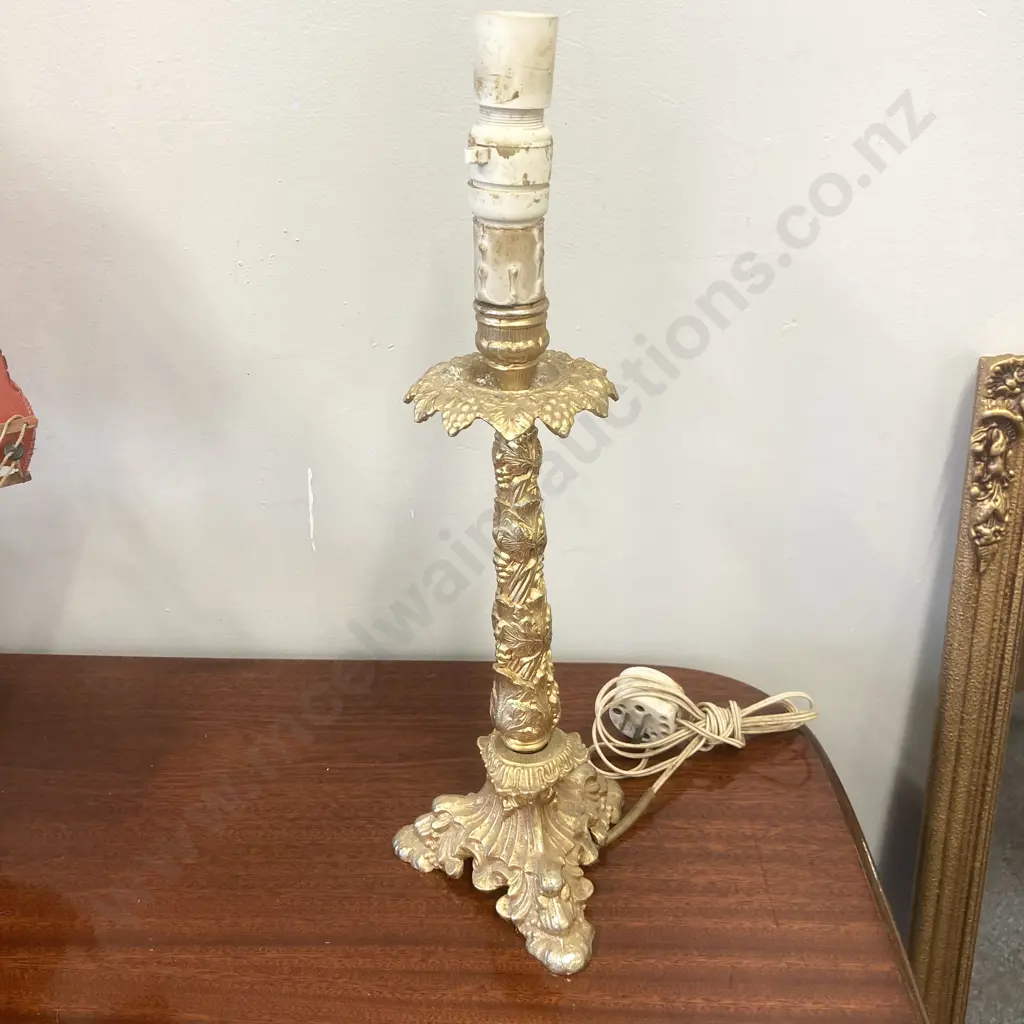 Brass Ornate Table Lamp / Candle Holder, H47cm Image 1++