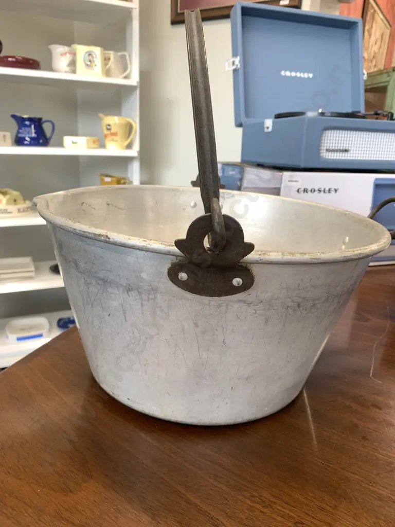 Vintage Aluminium Preserving Pan With Cast Iron Handles, Dia35cm Image 1++