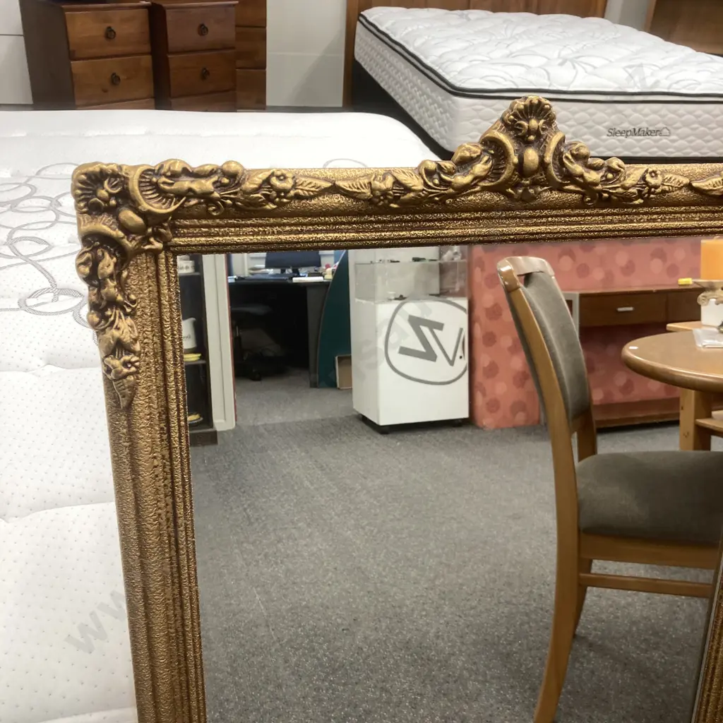 Ornate Gilt Framed Rectangular Wall Mirror, 105 x 56cm Image 1++