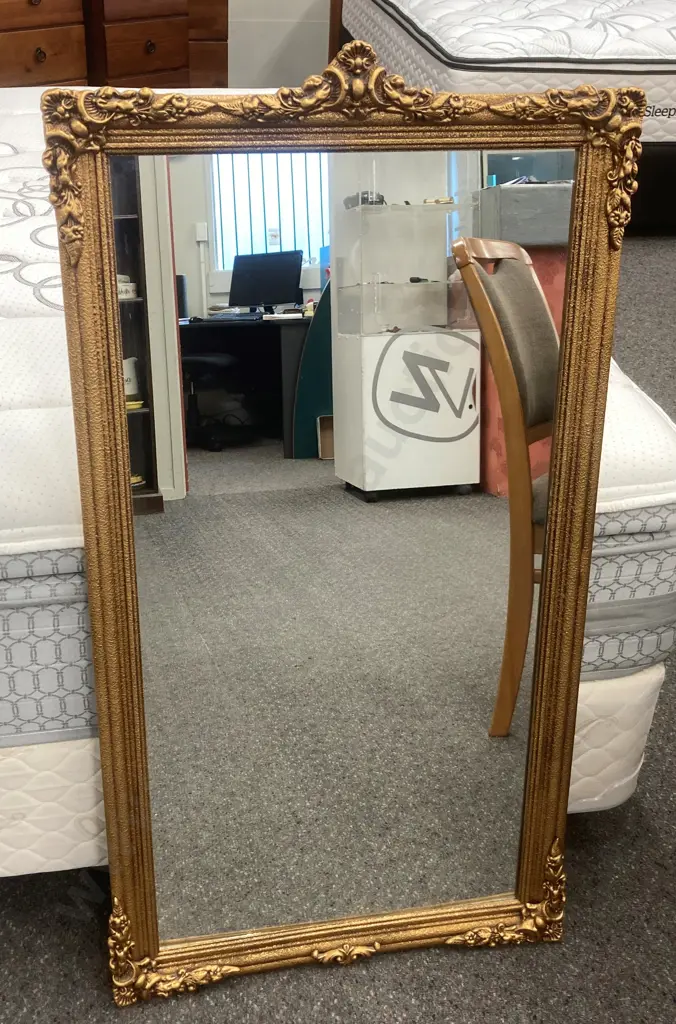 Ornate Gilt Framed Rectangular Wall Mirror, 105 x 56cm Image 1++