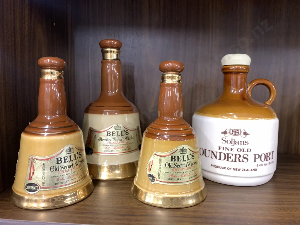 Selection Of Bells Scotch Whiskey Decanters x3 & Solijans Port Decanter Image 1++