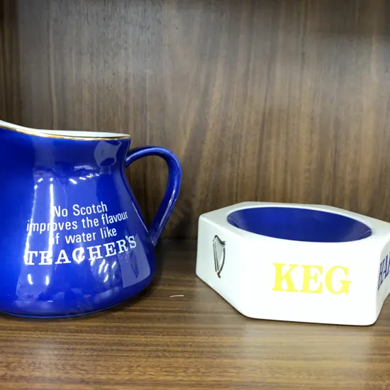 Vintage Wade Pdm Keg Harp Hexagon Shape Ashtray &Teachers Water Jug