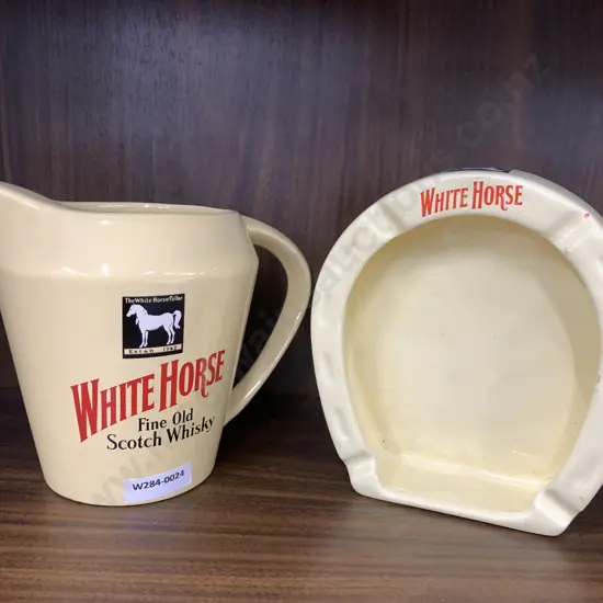 Vintage Wade White Horse Scotch Whiskey Advertising Water Jug H13cm & Ashtray