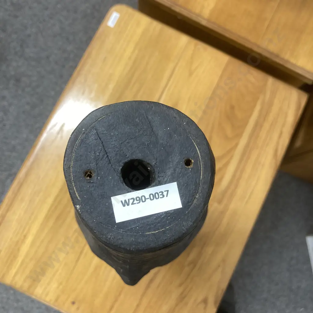 Vintage Black Hand Carved Stand With Cowrie Shell Eyes, H53cm Image 1++