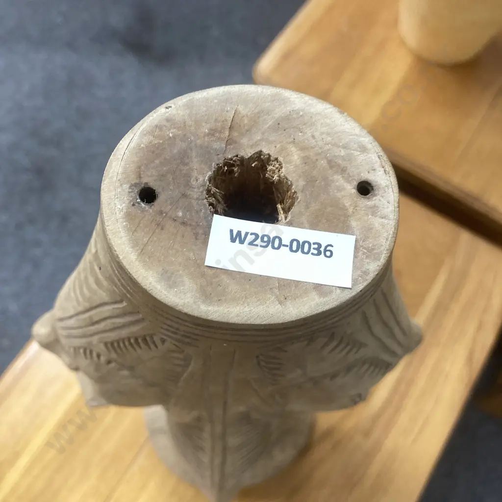 Vintage Hand Carved Stand With Cowrie Shell Eyes, H55cm Image 1++