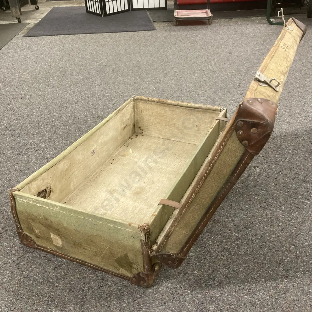 Vintage 1940s British Military Fibre Suitcase, Stamped F. Ltd 1940 (Frenchs Ltd London?) H18 W67 D38cm Image 1++