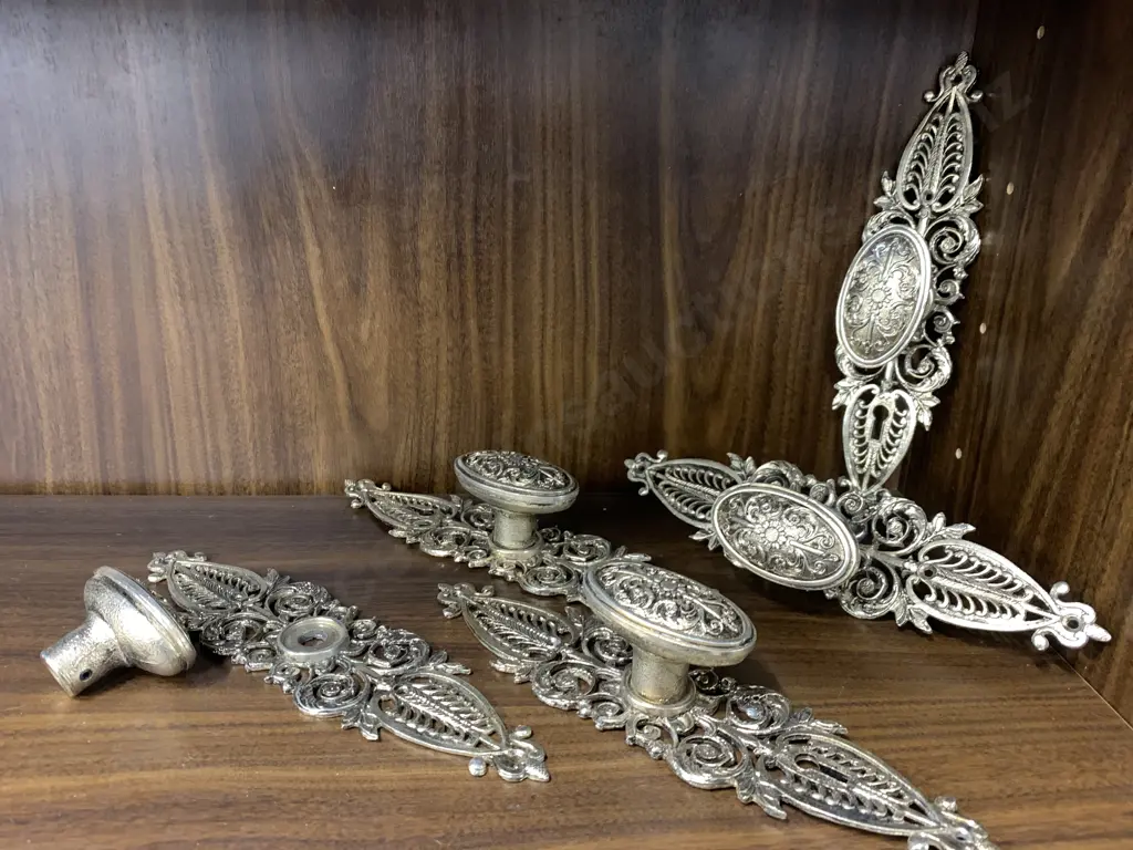 Midas Ornate Brass Door Handles x 5, 24 x 6cm Image 1++