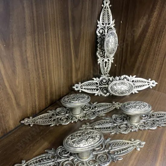 Midas Ornate Brass Door Handles x 5, 24 x 6cm